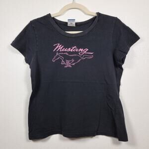 Vintage y2k Mustang Ford Baby Tee Black Car Racing Sports 00s 90s